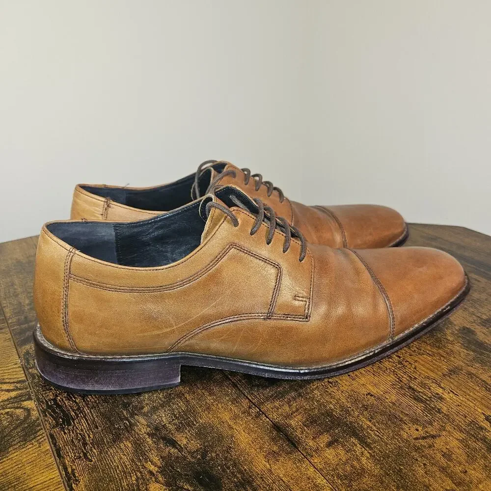 Johnston Murphy J Murphy Novick Brown Leather Cap Toe Derby Shoes Men 13 M 59115